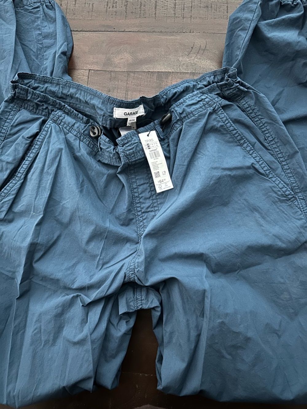 Garage Poseidon Blue Drawstring Parachute Pants